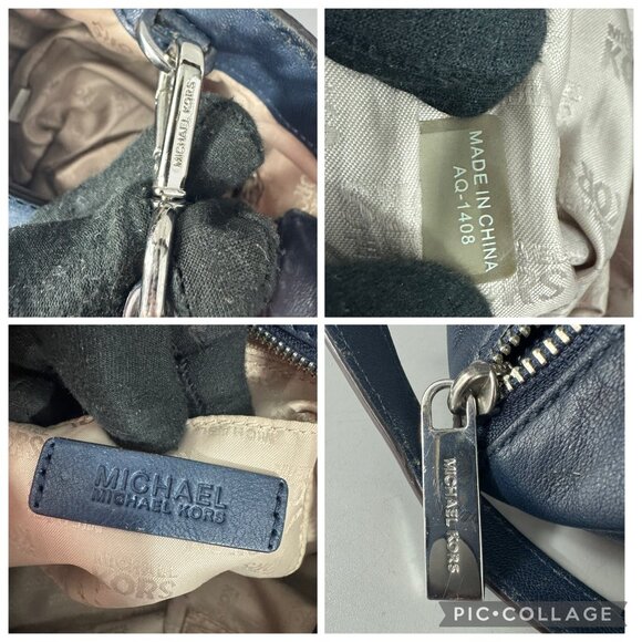 MICHAEL MICHAEL KORS NEWMAN NAVY BLUE LEATHER LARGE TOTE,SHOULDER BAG,CROSSBODY - Picture 14 of 15